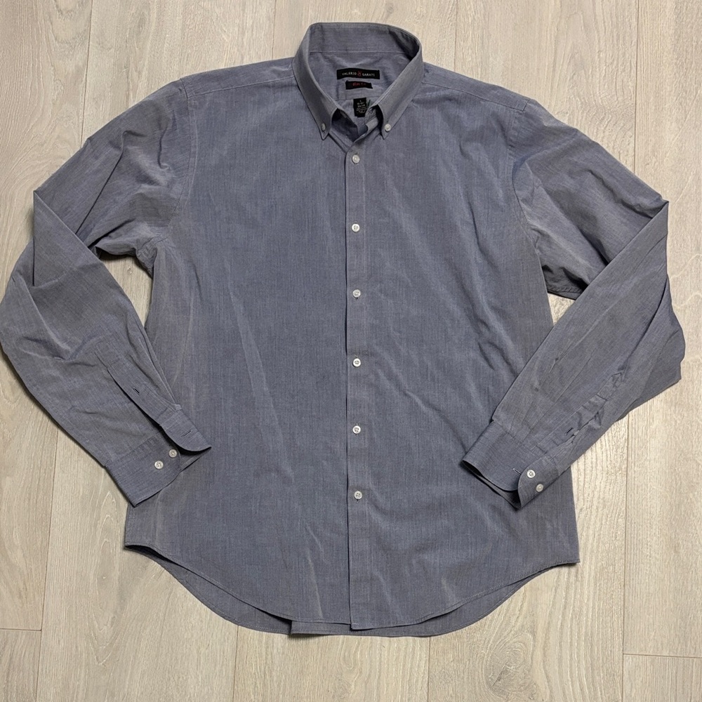 🔥BUNDLESALE Mens L Valerio Garati Slim Fit Blue Dress Shirt